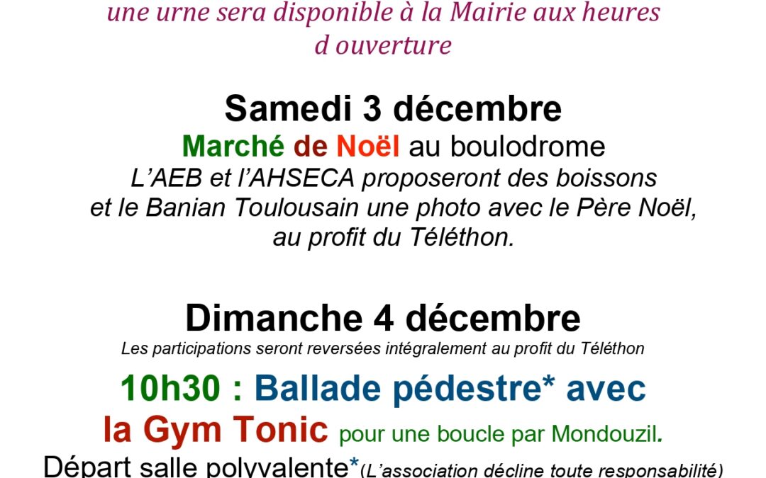 Téléthon – 3 et 4 décembre 2022
