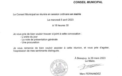 Conseil Municipal du 05 avril 2023 – 18H30
