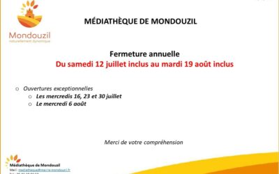 Médiathèque de Mondouzil – Fermeture estivale