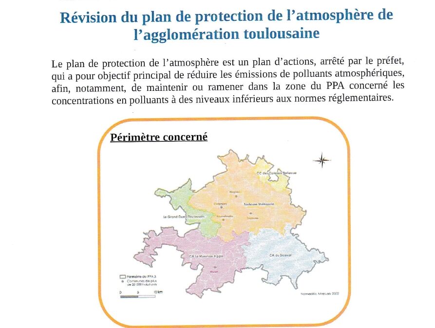 Du 16 octobre au 25 novembre 2025 – Avis d’enquête publique – Révision du plan de protection de l’atmosphère de l’agglomération toulousaine