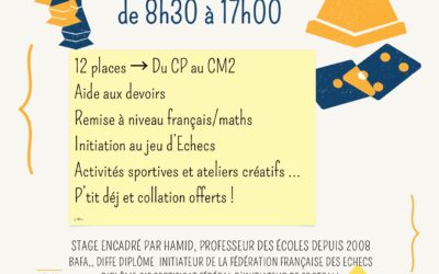 Du 27 au 31 octobre 2025 – 8h30 17h00 – Stage vacances