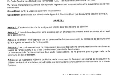 Arrêté portant interdiction d&rsquo;accès