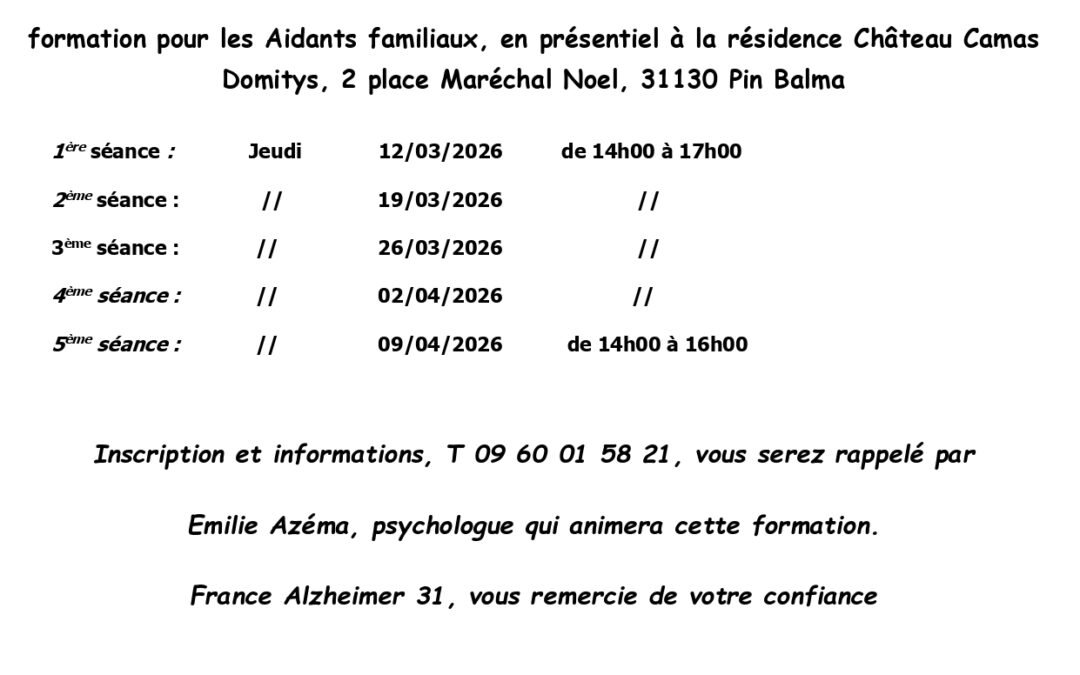 France Alzheimer 31 – Formation pour les Aidants familiaux