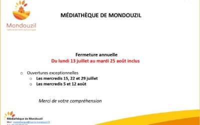 Médiathèque de Mondouzil – Fermeture estivale