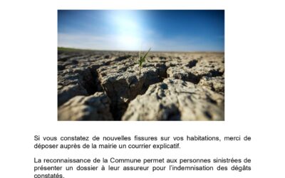 Reconnaissance de l’état de catastrophe naturelle – dépôt dossier en mairie